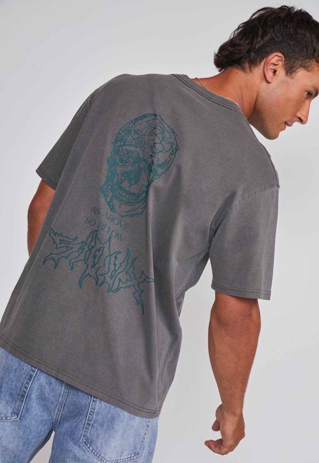 Polera Hombre Lavada Dinosaurio Café Sioux-4