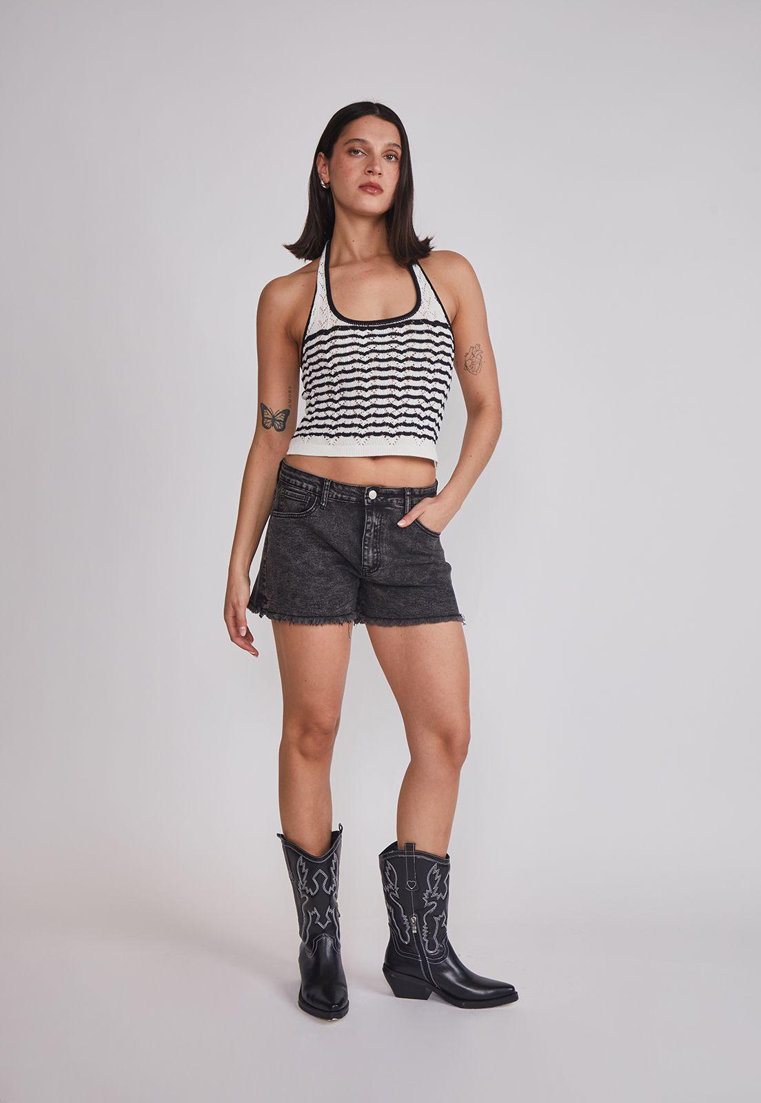 Short Mujer Denim Elasticado Negro Sioux-4