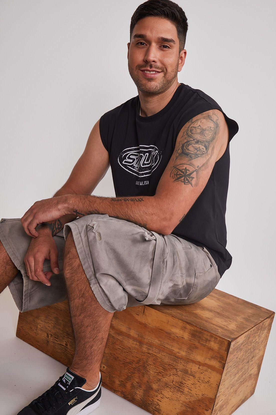 Bermuda Hombre Cargo Gris Sioux-3