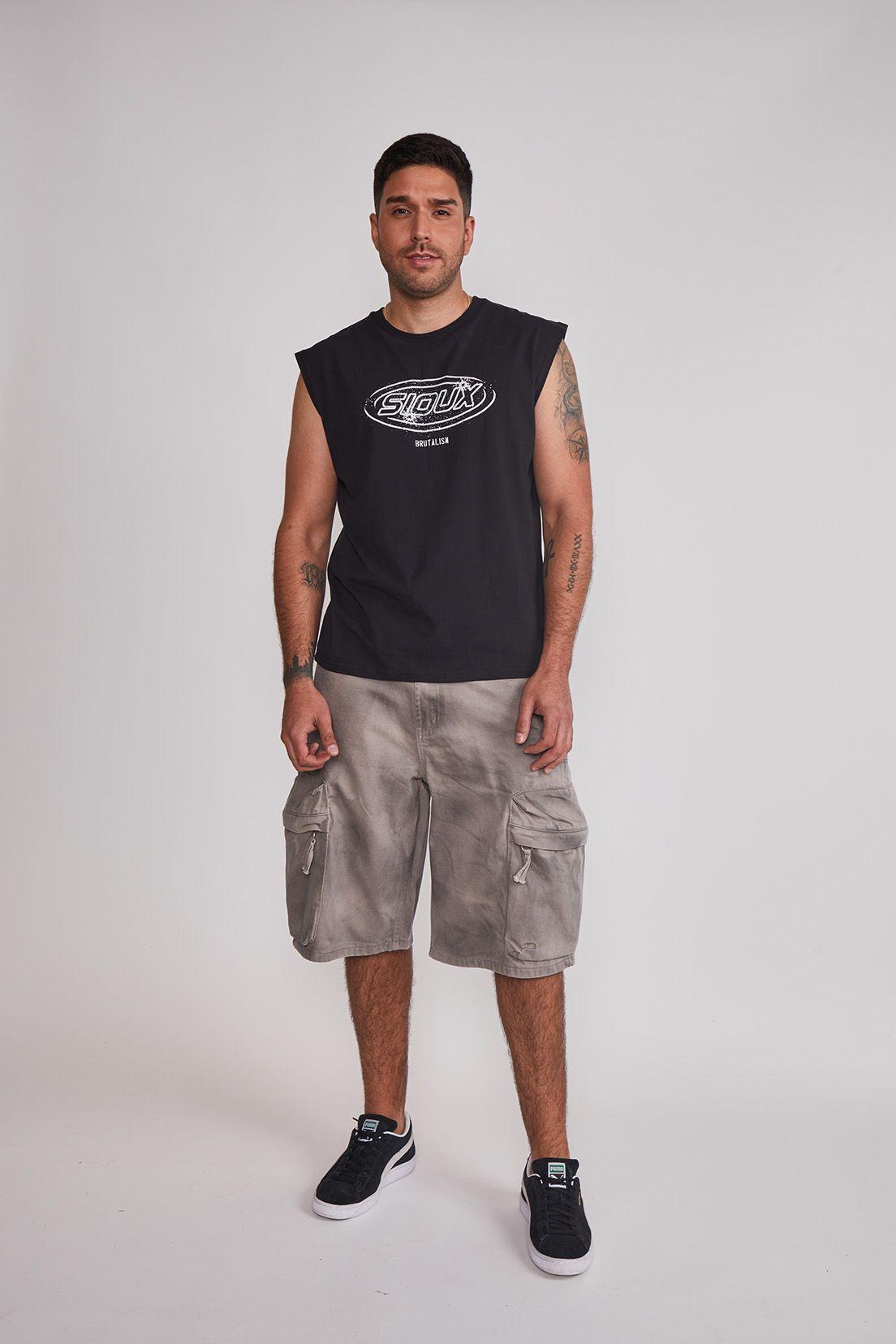 Bermuda Hombre Cargo Gris Sioux-4