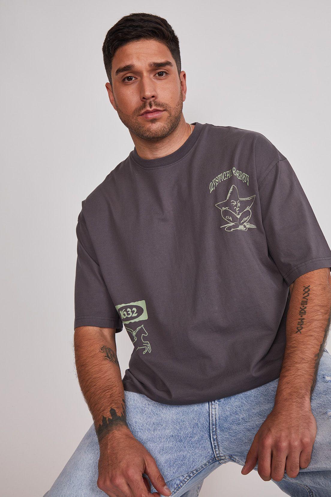 Polera Hombre Boxy Pegasus Gris Sioux-3