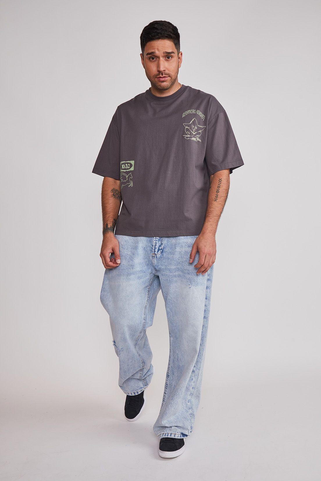 Polera Hombre Boxy Pegasus Gris Sioux-4