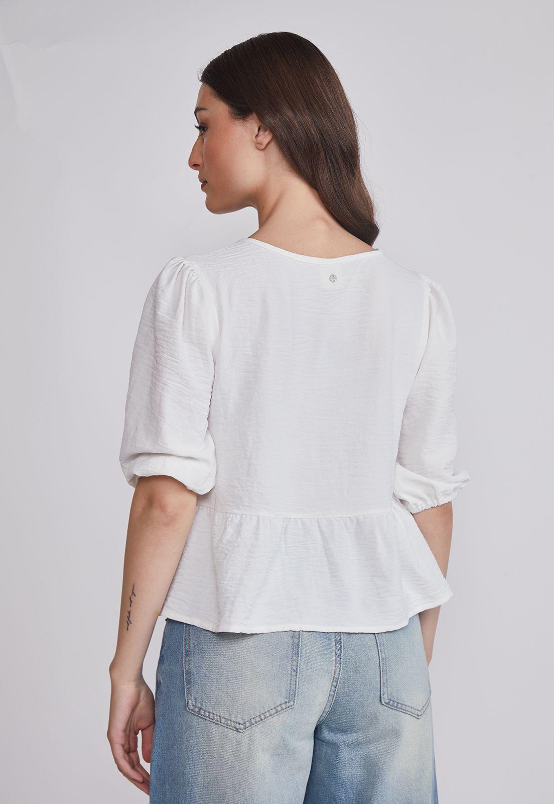 Blusa Mujer Lazos Blanco Sioux-3