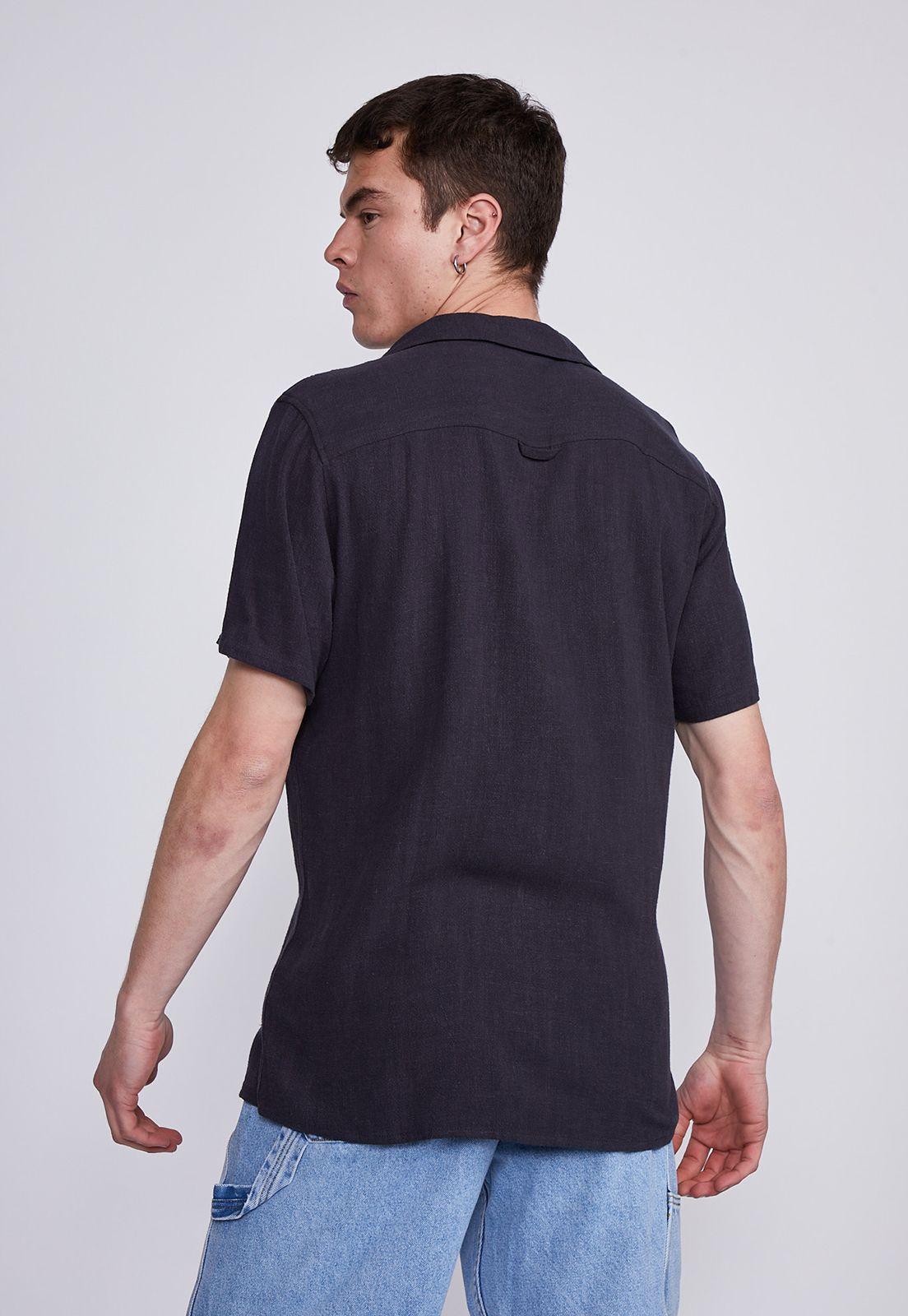 Camisa Hombre Negro Soft Lino Regular Sioux-2