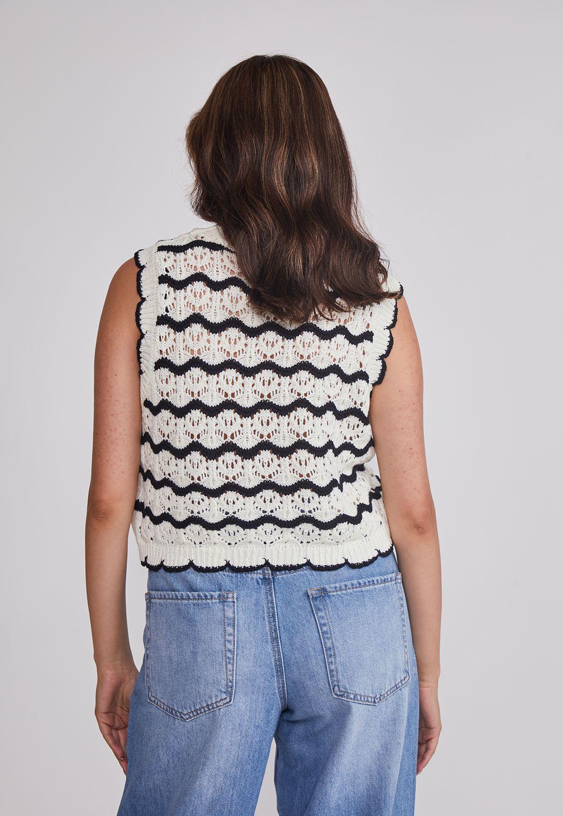 Peto Mujer Tejido Listado Negro Sioux-2