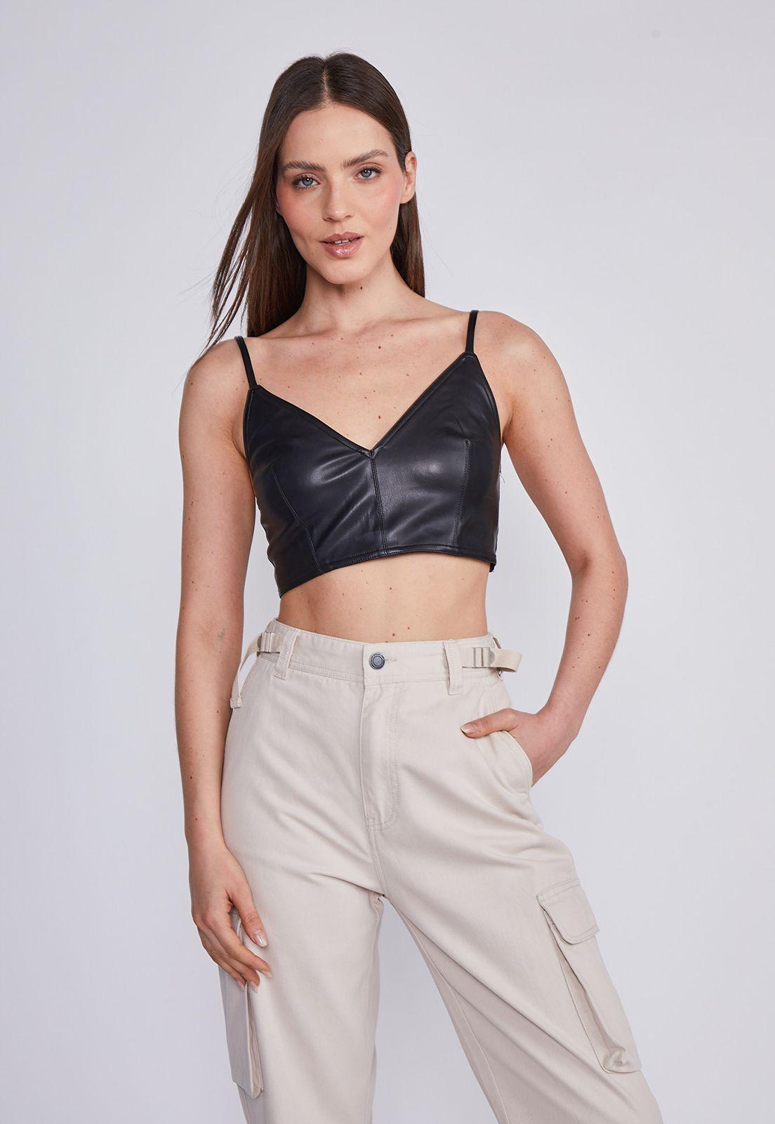 Peto Mujer Negro Eco Cuero Sioux-0