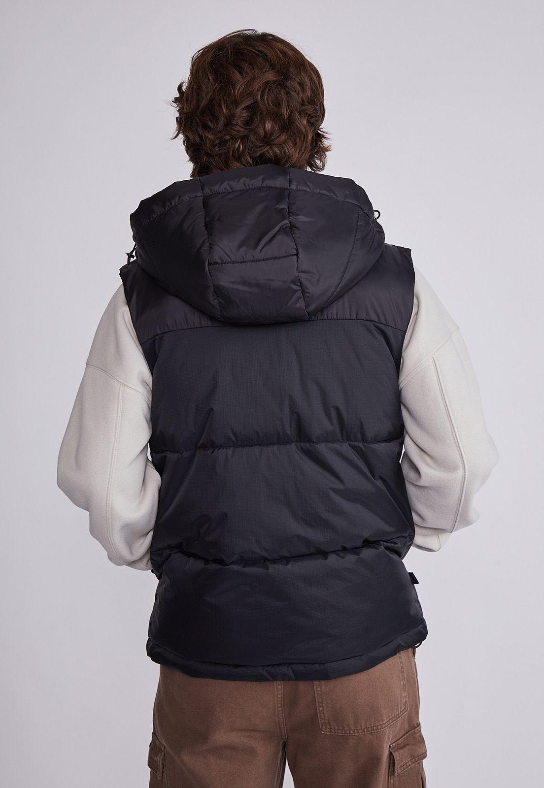 Parka Hombre Negro Sin Mangas Con Gorro Sioux-2