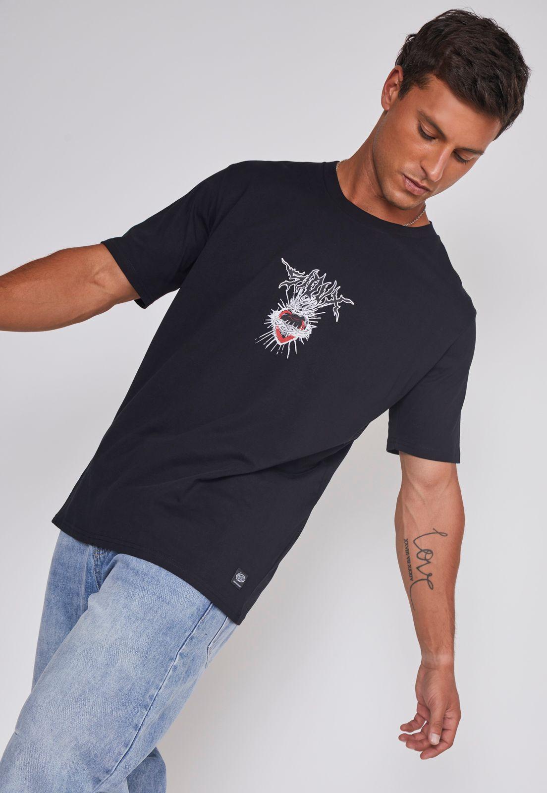 Polera Hombre Corazón Espinas Negro Sioux-4