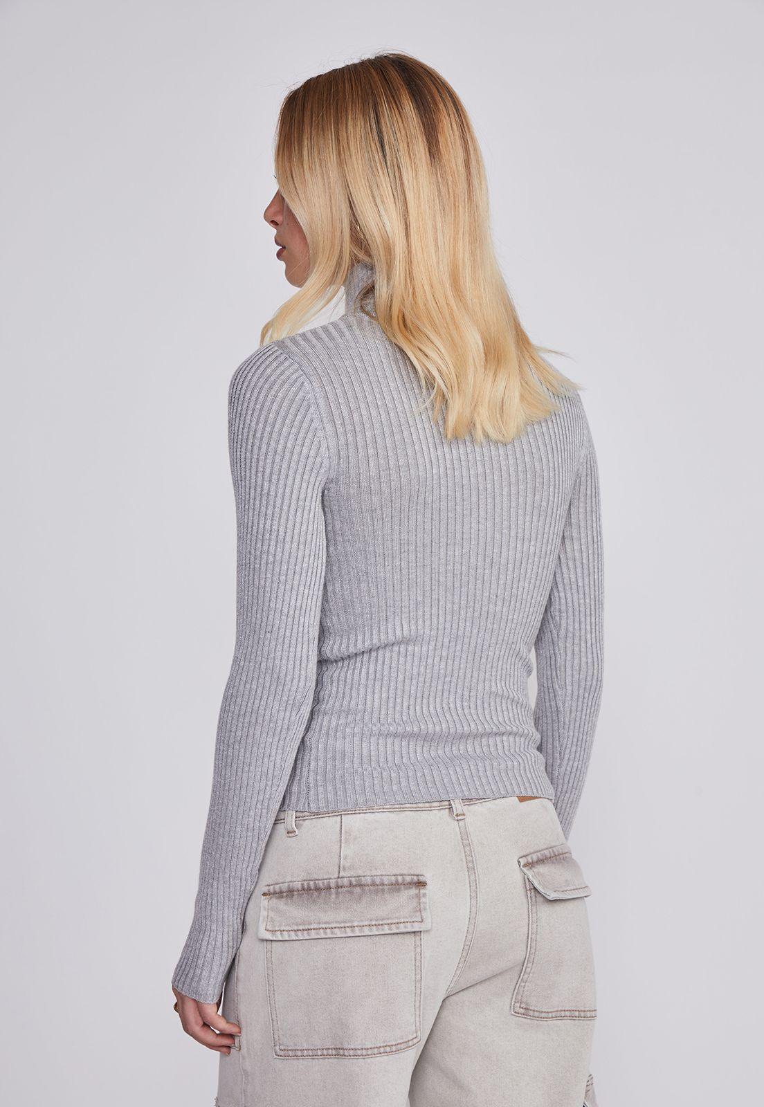 Sweater Mujer Acanalado Gris Sioux-3