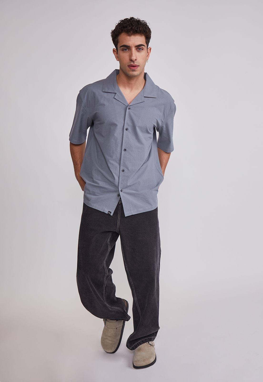 Camisa Hombre Boxy Fit Gris Sioux-1