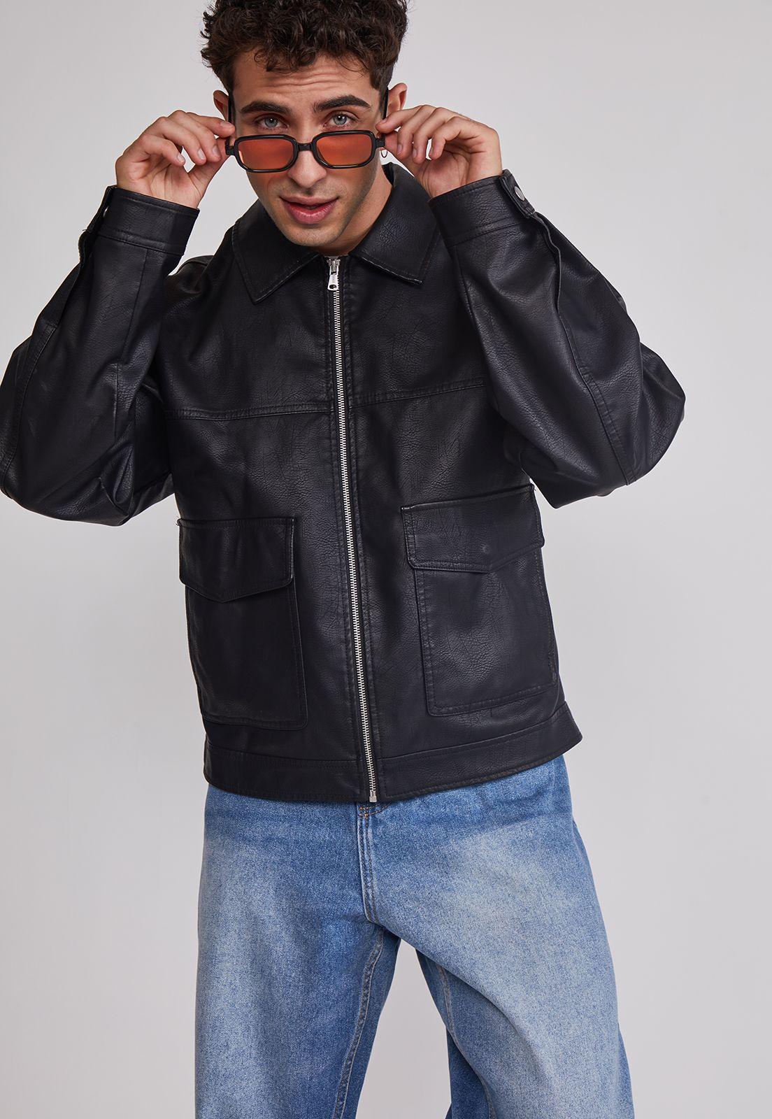 Chaqueta Hombre Eco Cuero Boxy Fit Negro Sioux-2