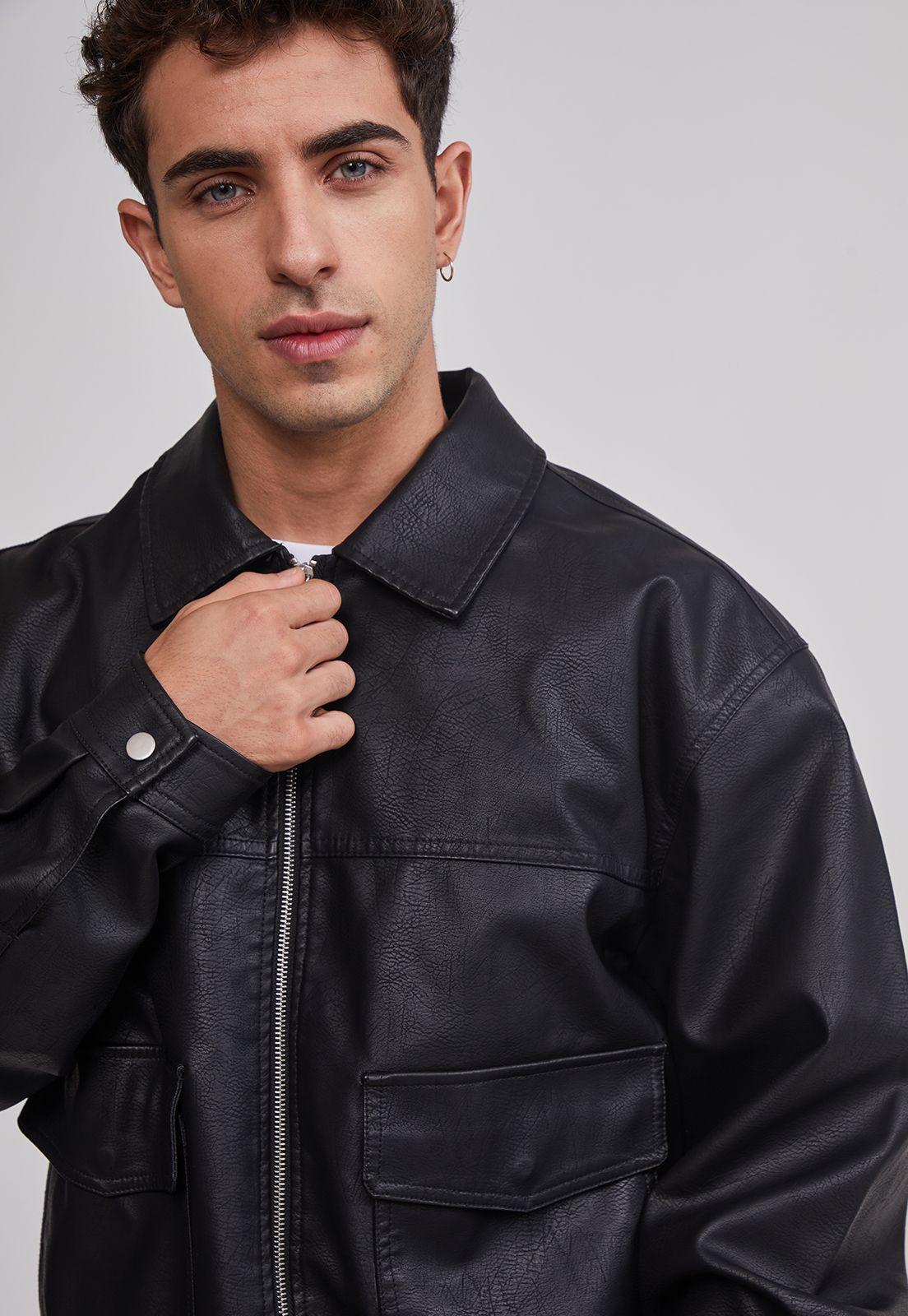 Chaqueta Hombre Eco Cuero Boxy Fit Negro Sioux-3