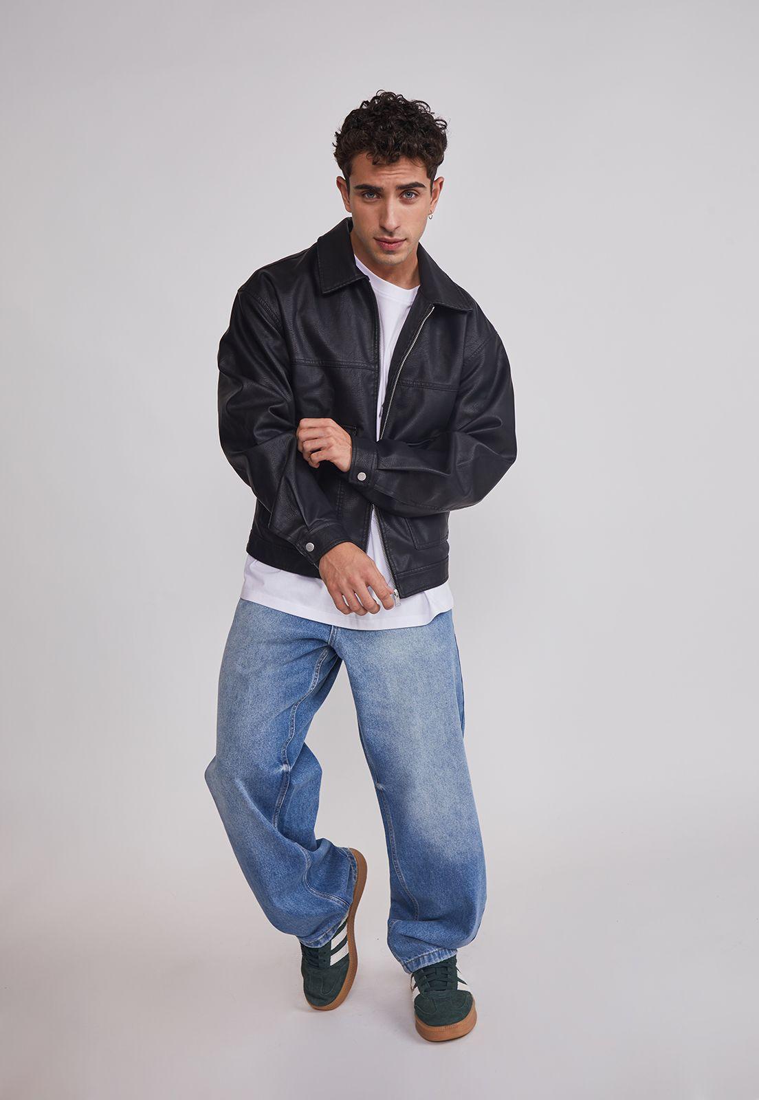 Chaqueta Hombre Eco Cuero Boxy Fit Negro Sioux-4