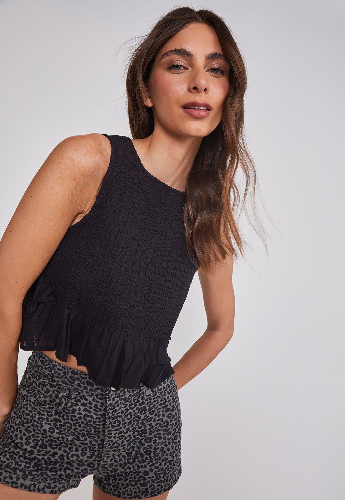 Peto Mujer Panal Lazos Negro Sioux-0