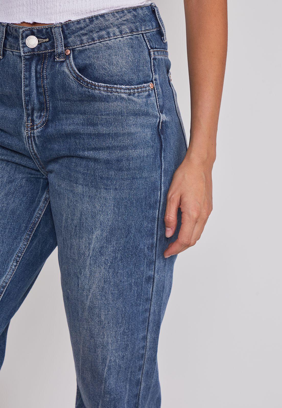 Jeans Mujer Recto Efecto Desgastado Azul Sioux-3