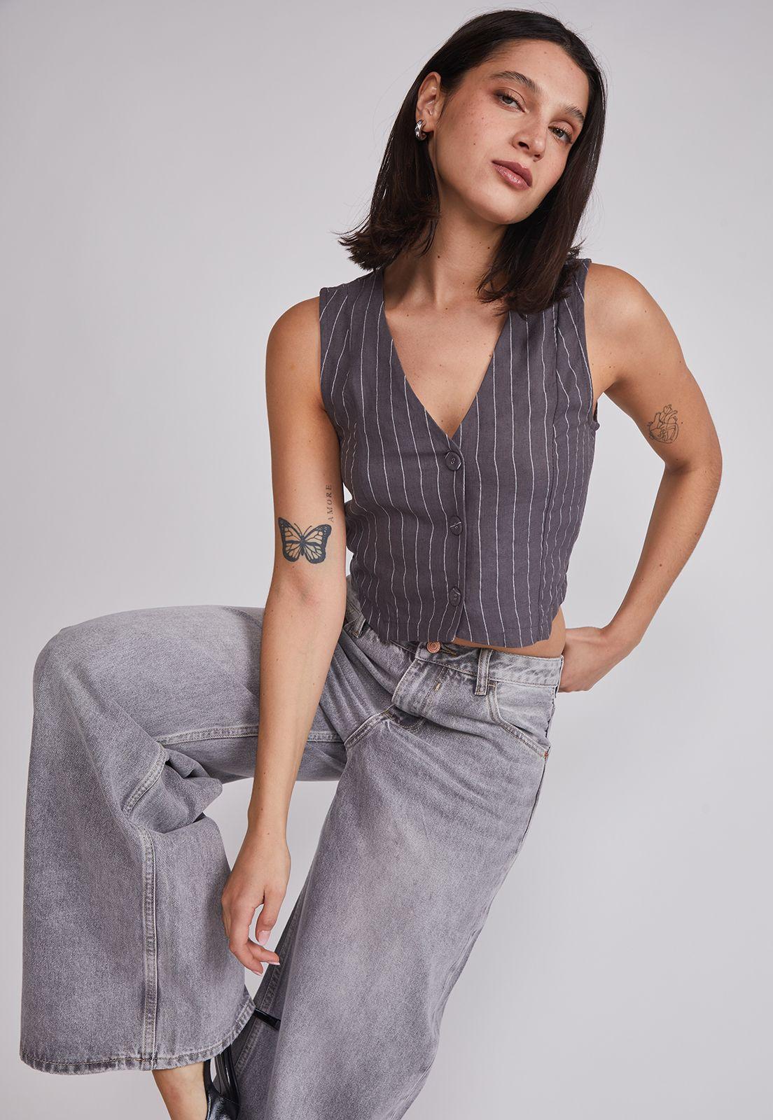 Jeans Mujer Widde Leg Lavado Gris Sioux-1