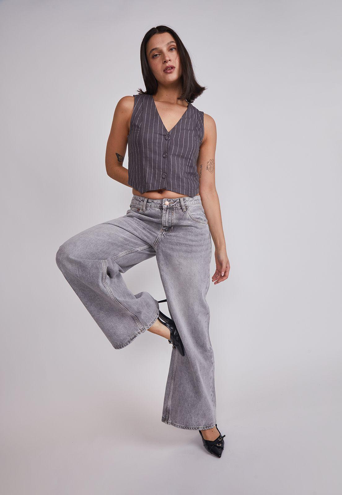 Jeans Mujer Widde Leg Lavado Gris Sioux-4