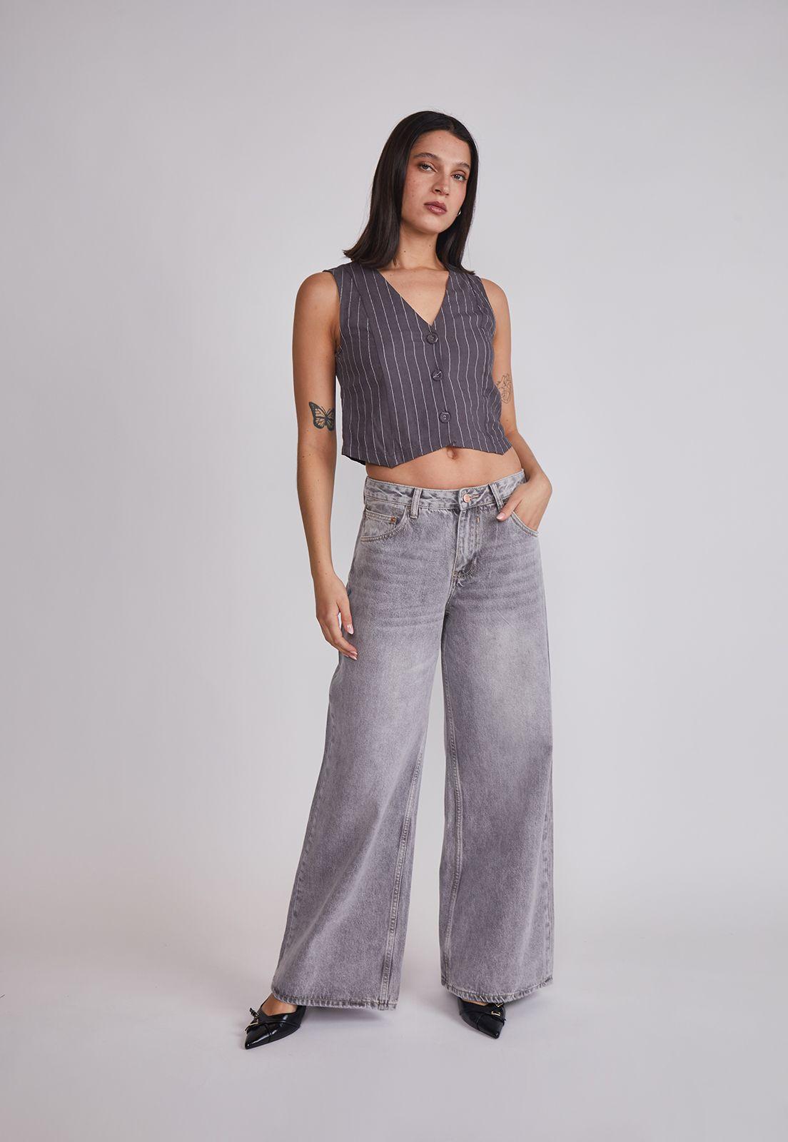 Jeans Mujer Widde Leg Lavado Gris Sioux-5