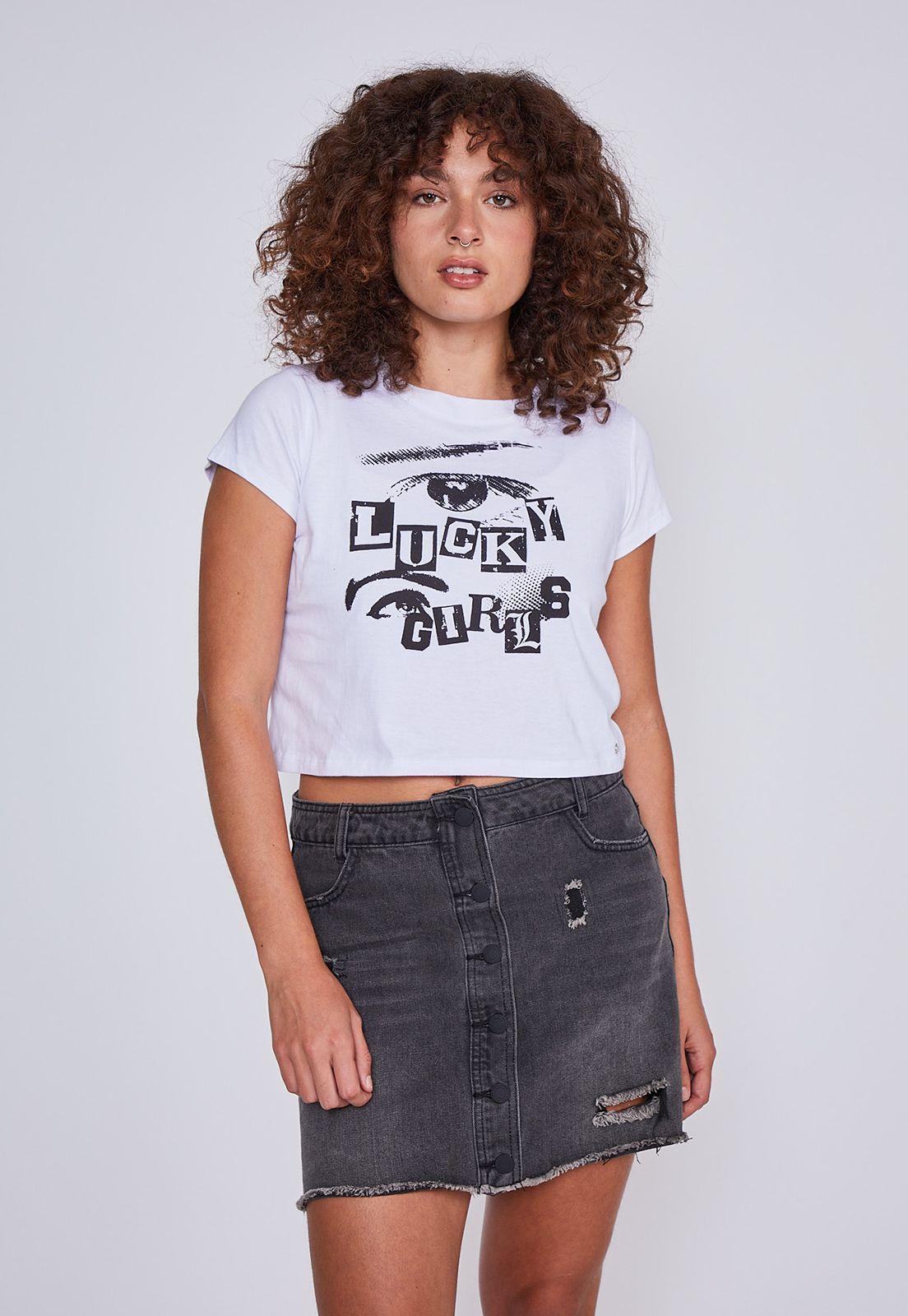 Polera Mujer Lucky Girls Blanco Sioux-0