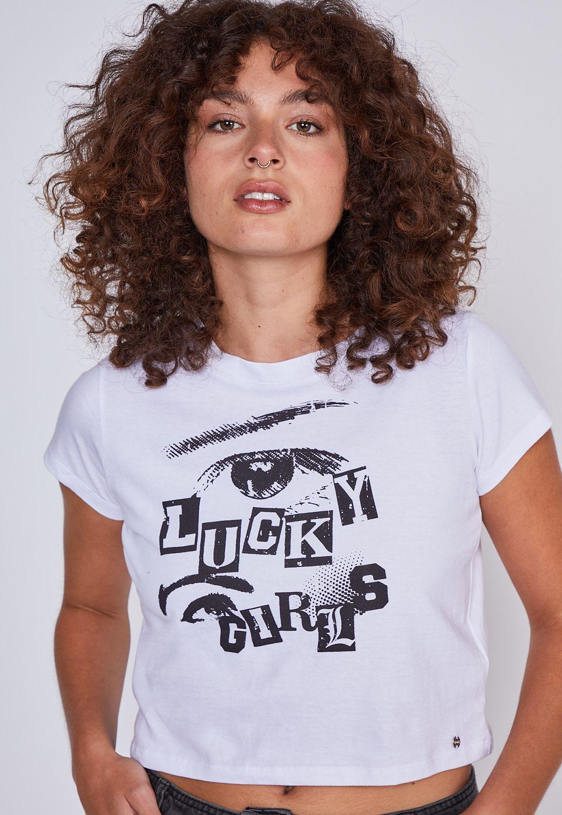 Polera Mujer Lucky Girls Blanco Sioux-1