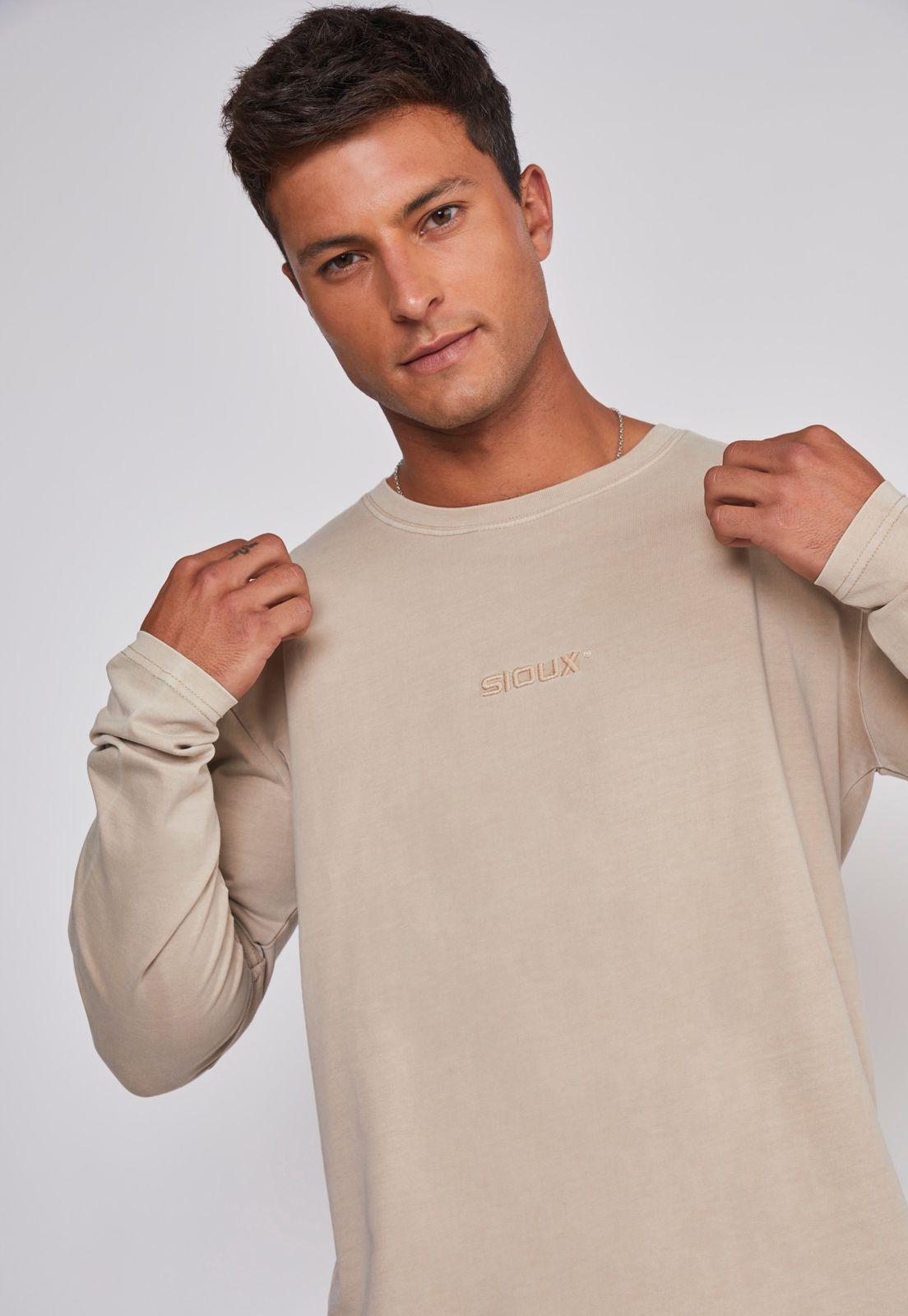 Polera Hombre Bordado Basic Beige Sioux-3
