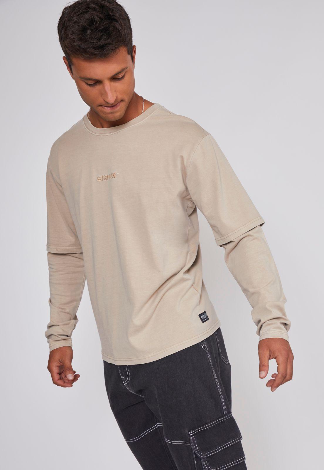 Polera Hombre Bordado Basic Beige Sioux-4