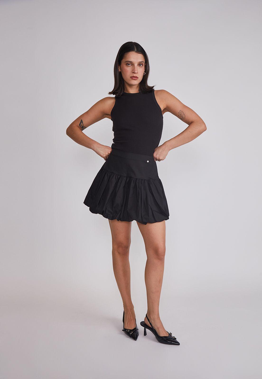 Falda Mujer Corta Globo Negro Sioux-4