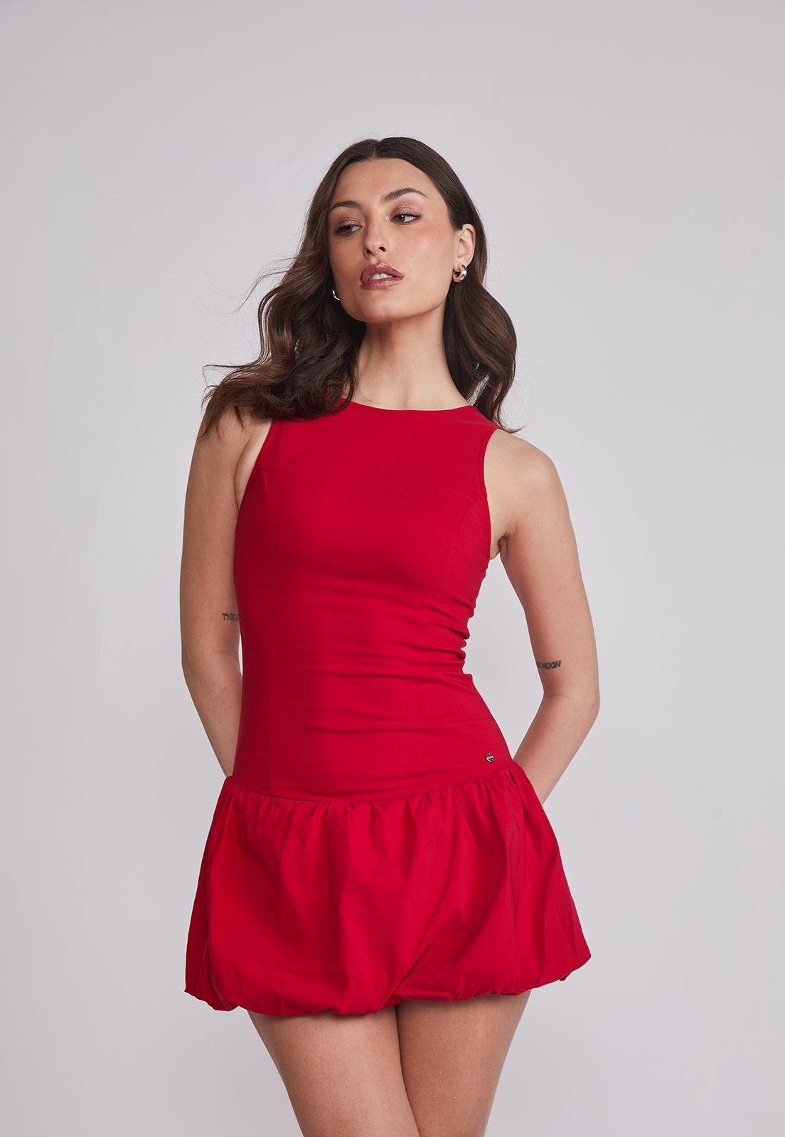 Vestido Mujer Ajustado Globo Rojo Sioux-0