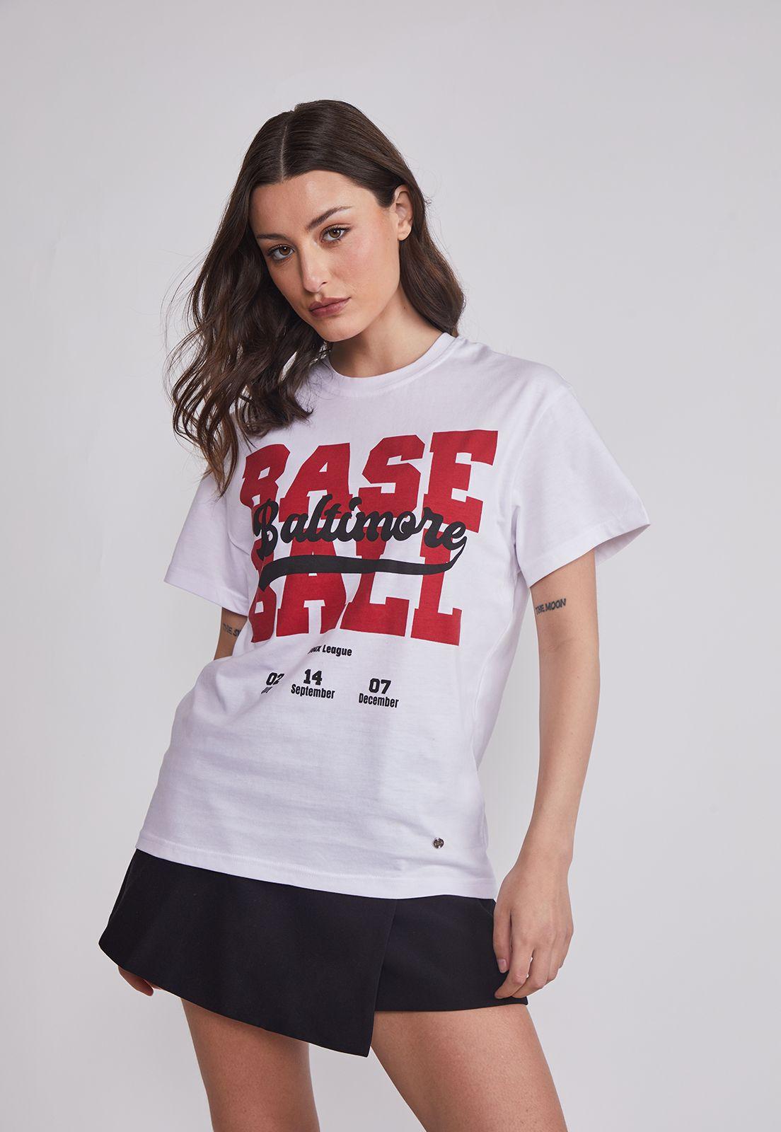 Polera Mujer Baseball Blanco Sioux-0