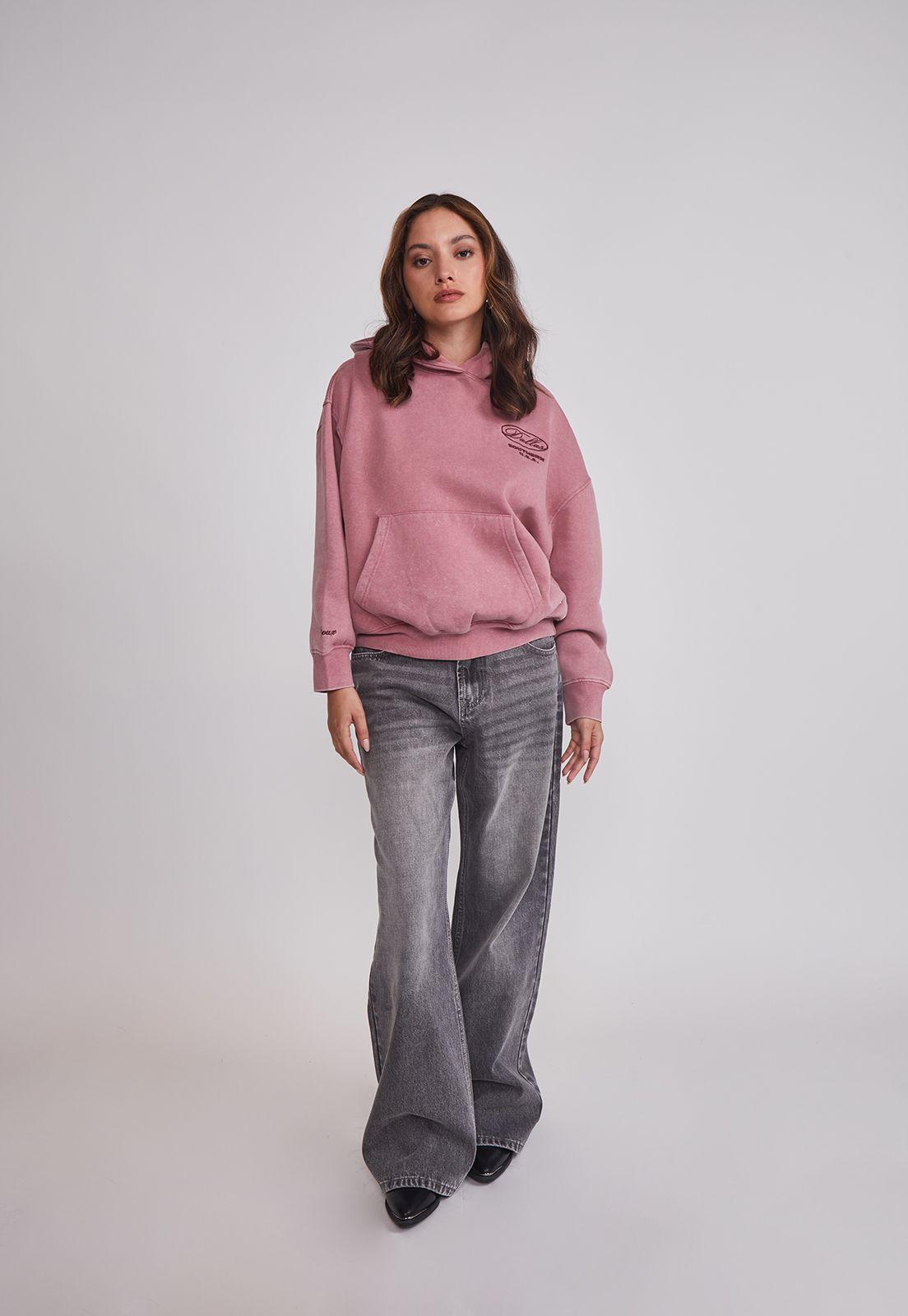 Polerón Mujer Bordado Espalda Rosado Sioux-1