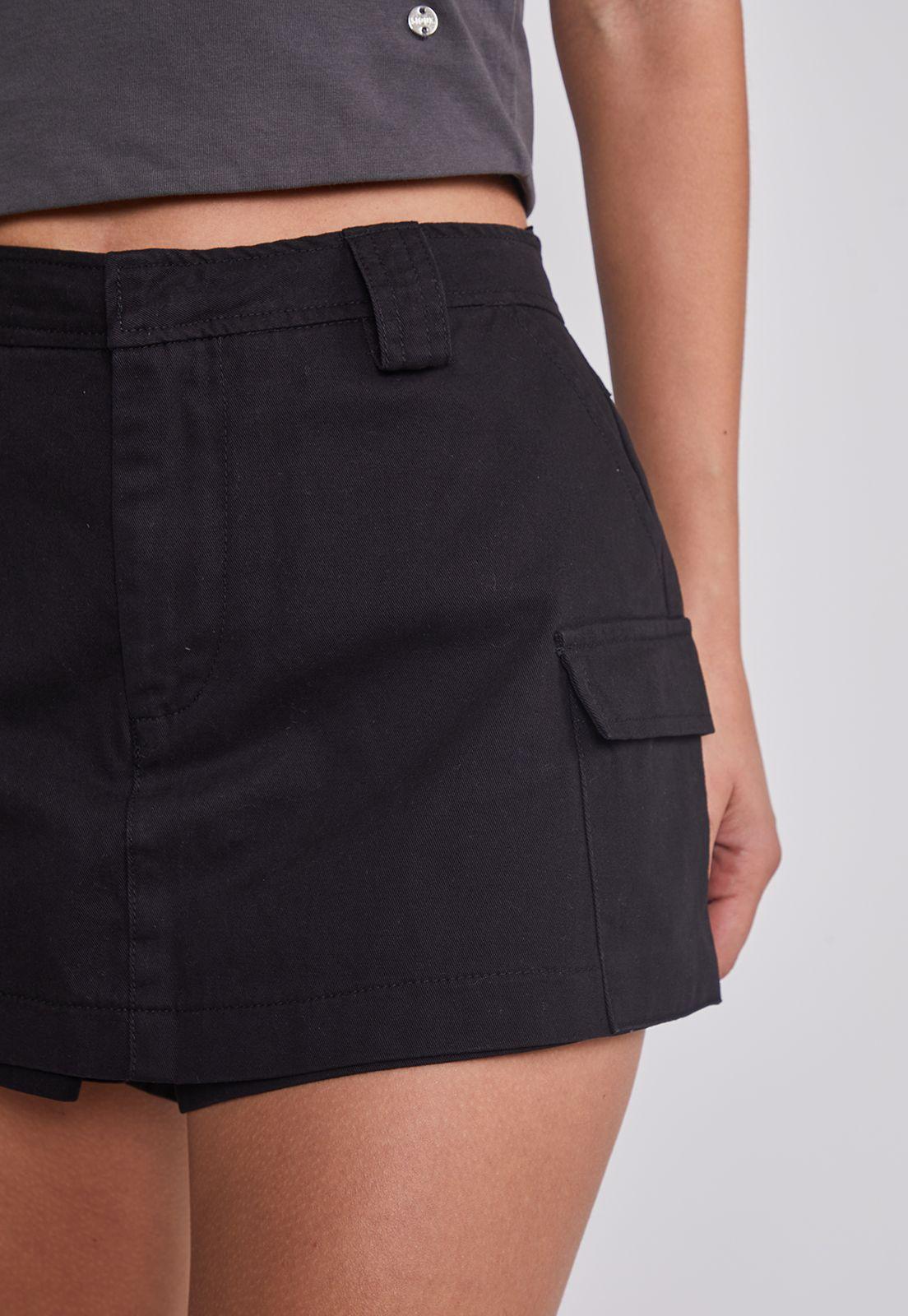 Falda Mujer Gabardina Cargo Negro Sioux-2