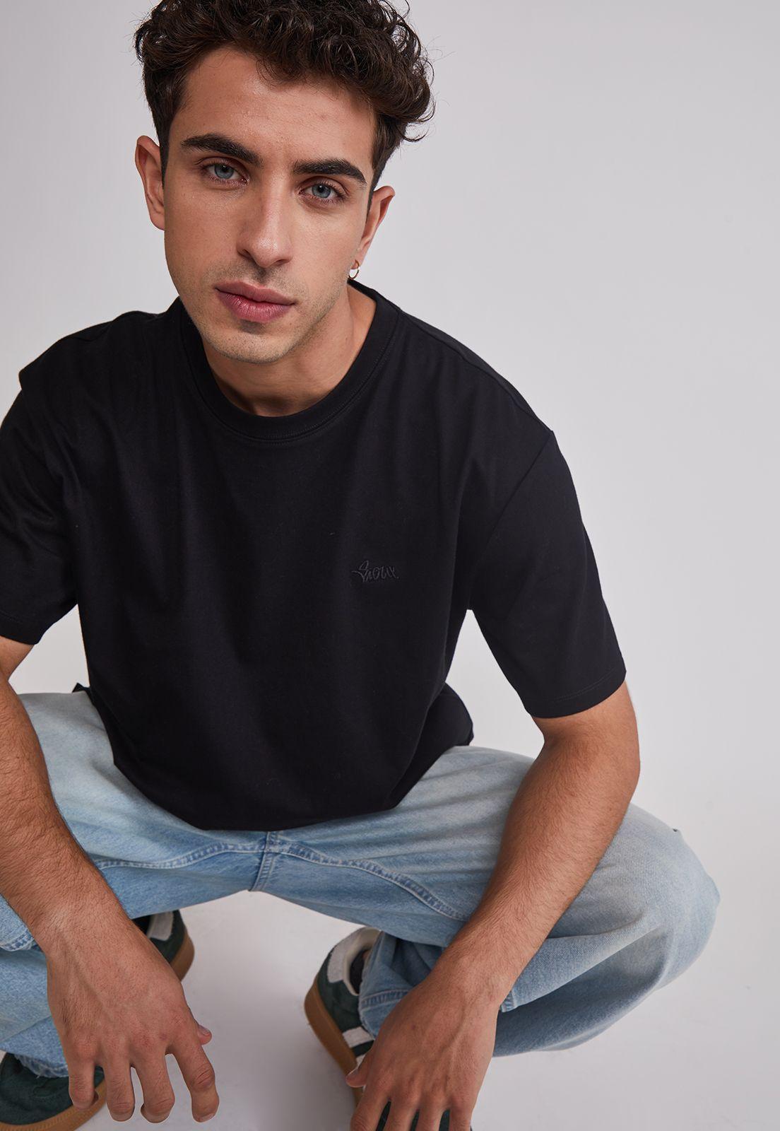 Polera Hombre Basic Lisa Negro Sioux-2