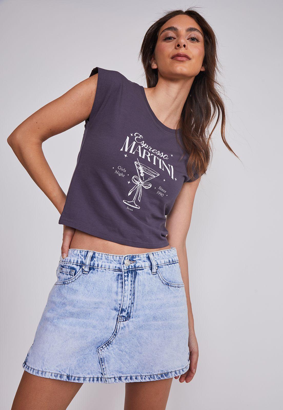 Polera Mujer Drinks Gris Sioux-1