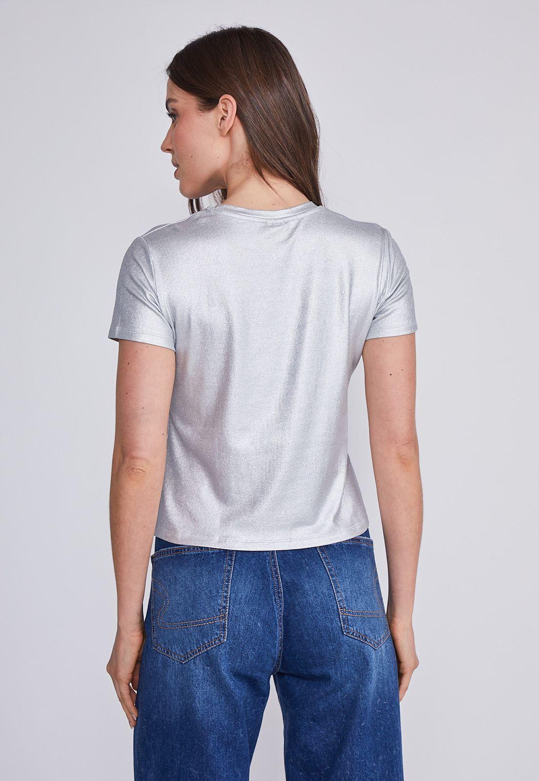 Polera Mujer Gris Metalizado Brillante Sioux-1
