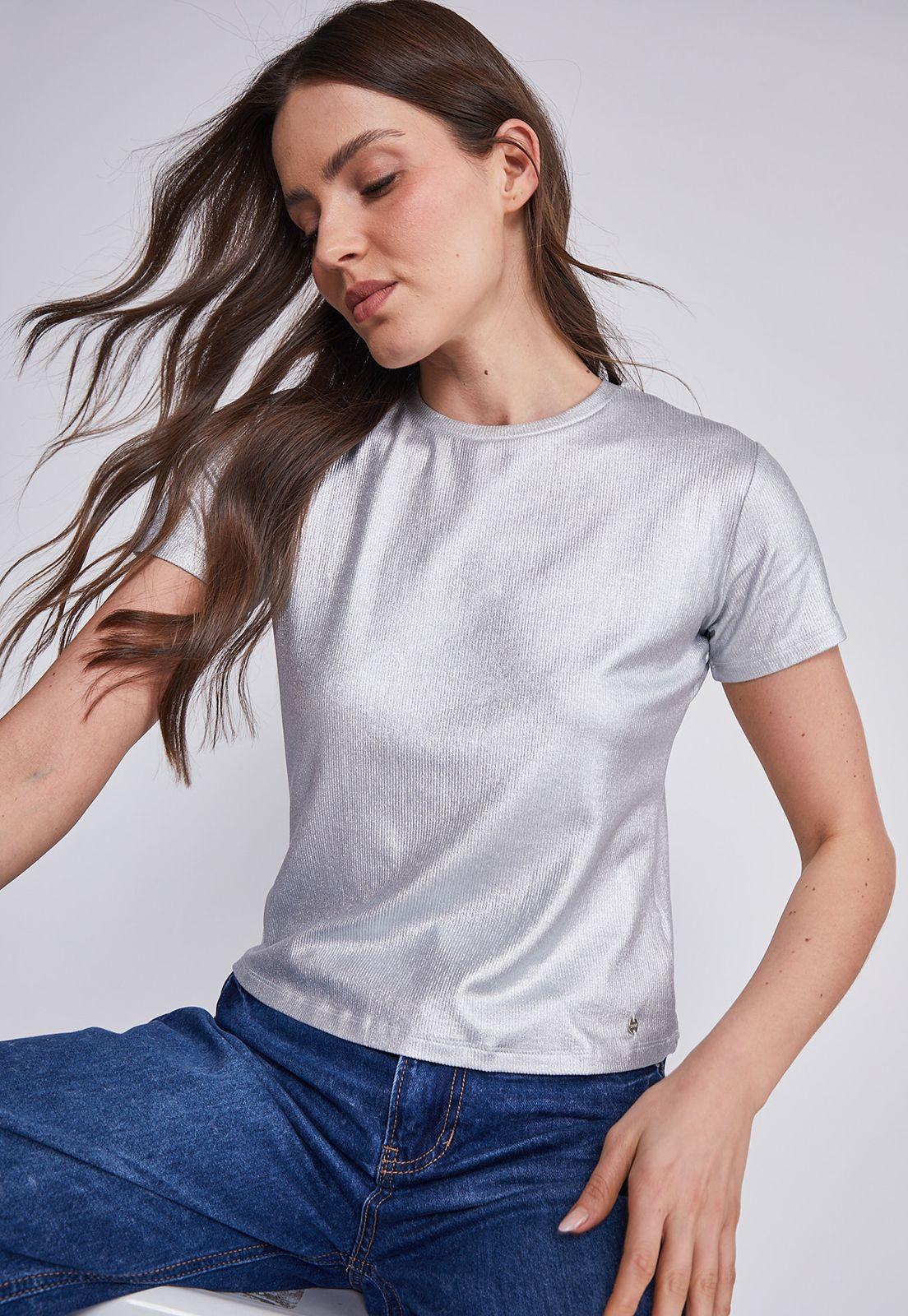 Polera Mujer Gris Metalizado Brillante Sioux-2