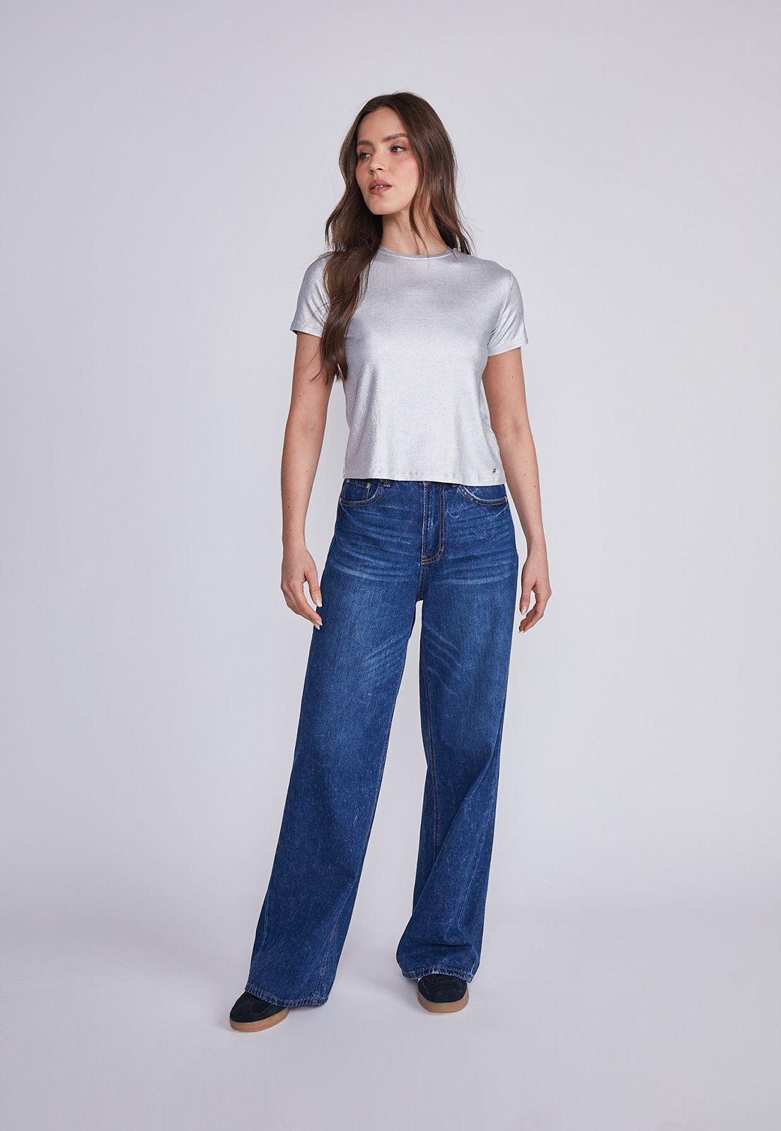 Polera Mujer Gris Metalizado Brillante Sioux-3