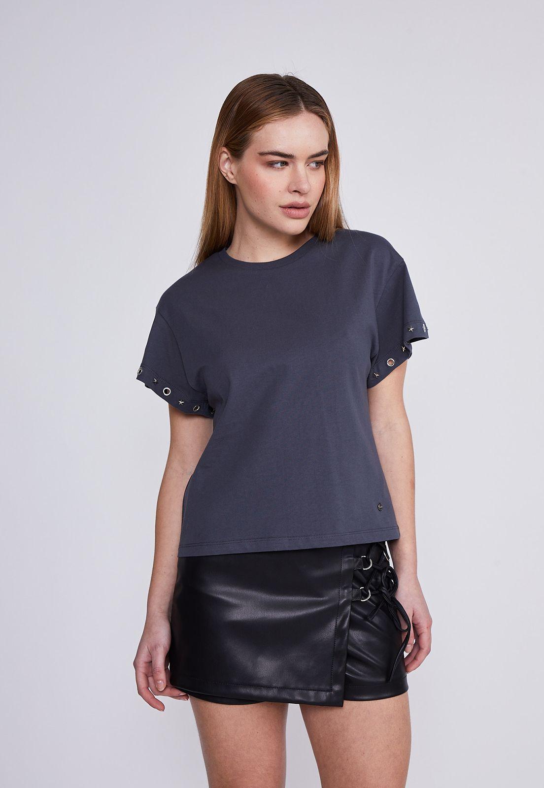 Polera Mujer Acero Cuello Redondo Sioux-0