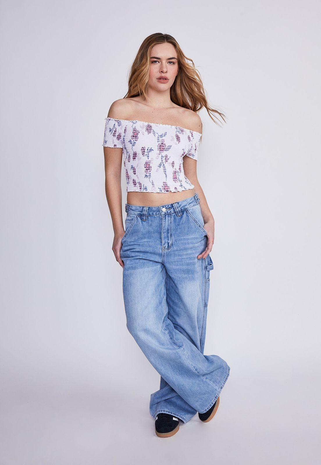 Polera Mujer Blanco Flores Sioux-3