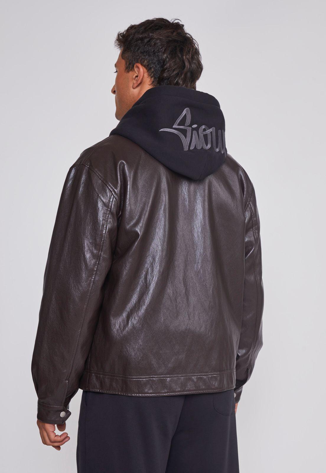 Chaqueta Hombre Eco Cuero Burdeo Sioux-1