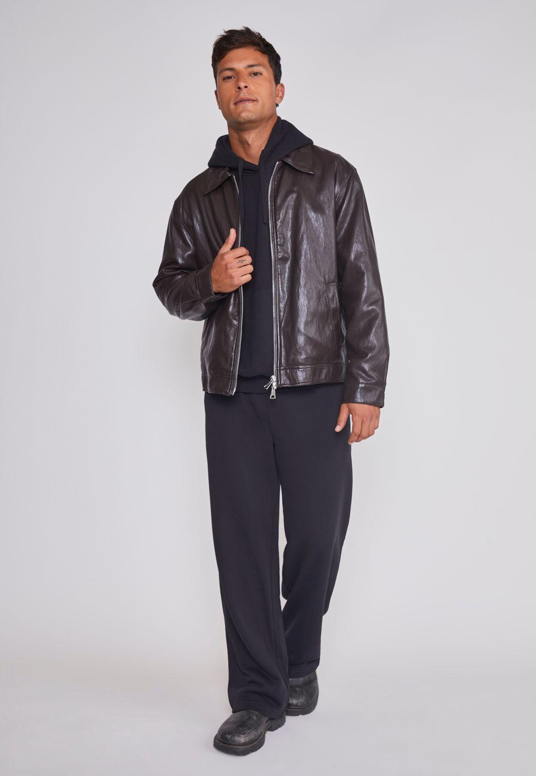 Chaqueta Hombre Eco Cuero Burdeo Sioux-2