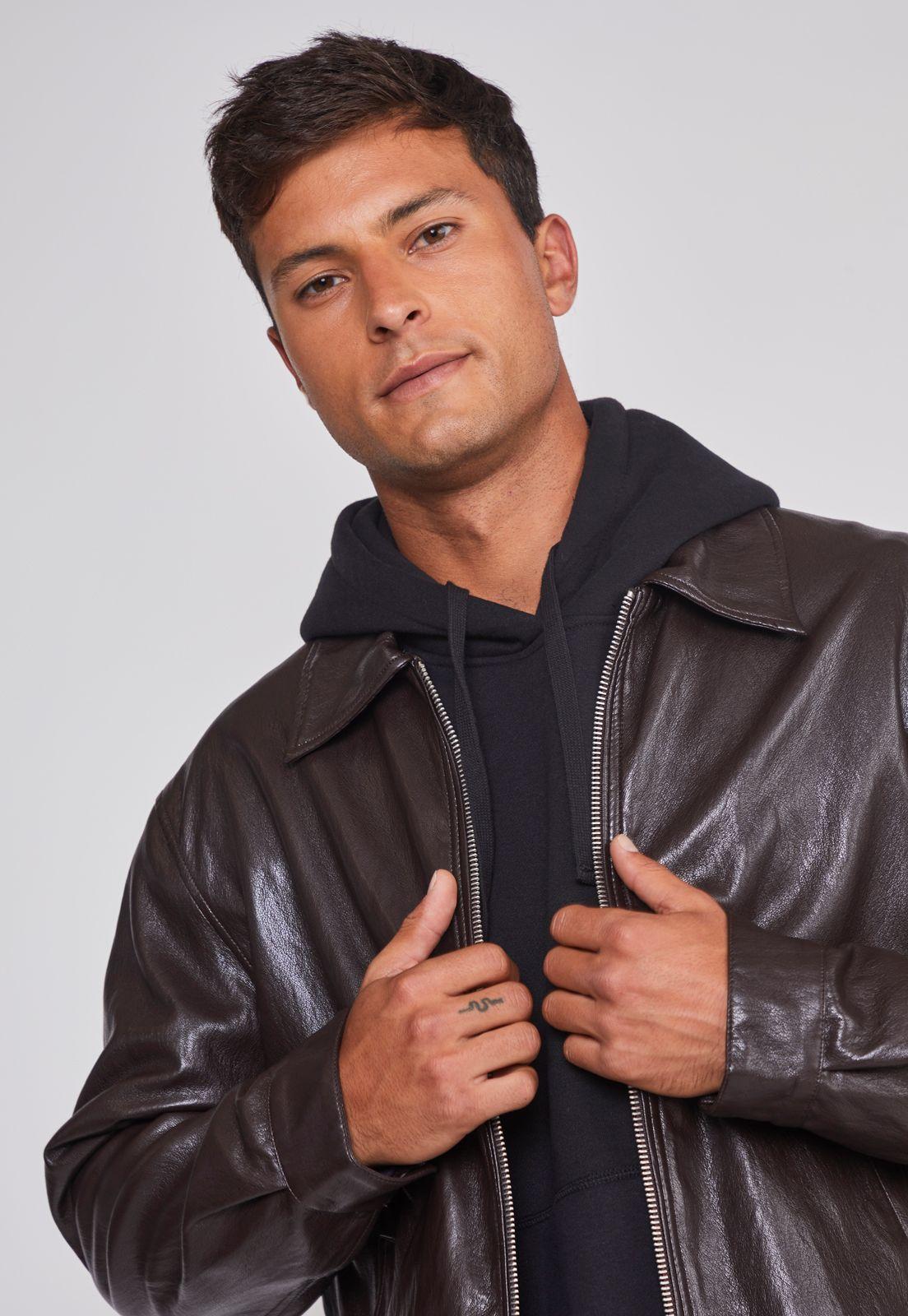 Chaqueta Hombre Eco Cuero Burdeo Sioux-3