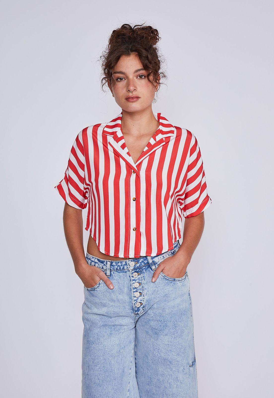 Blusa Mujer Lineas Rojo Sioux-0