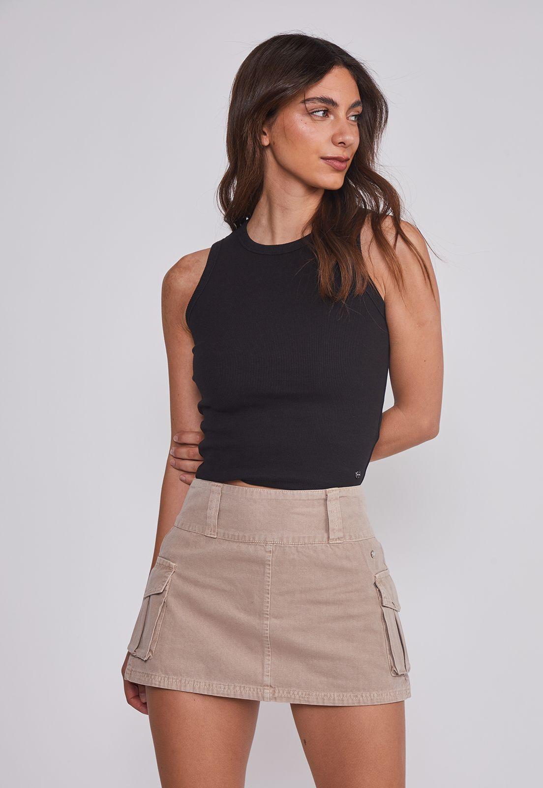 Peto Mujer Rib Ajustado Negro Sioux-0