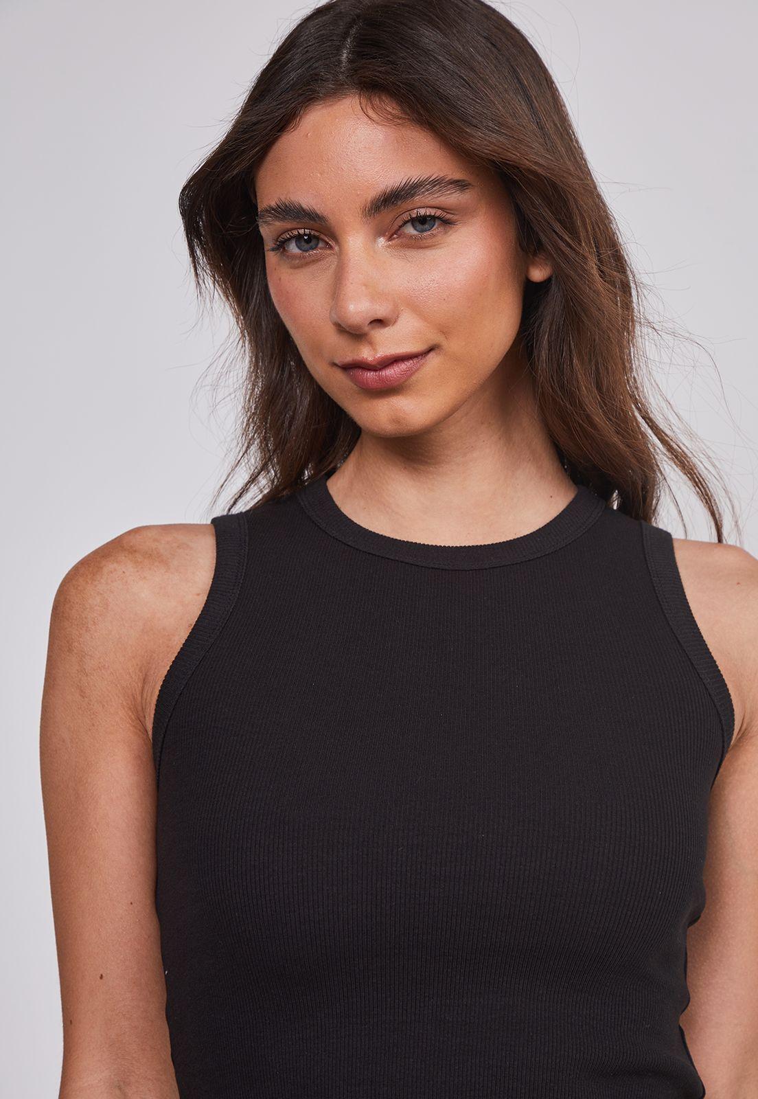Peto Mujer Rib Ajustado Negro Sioux-2
