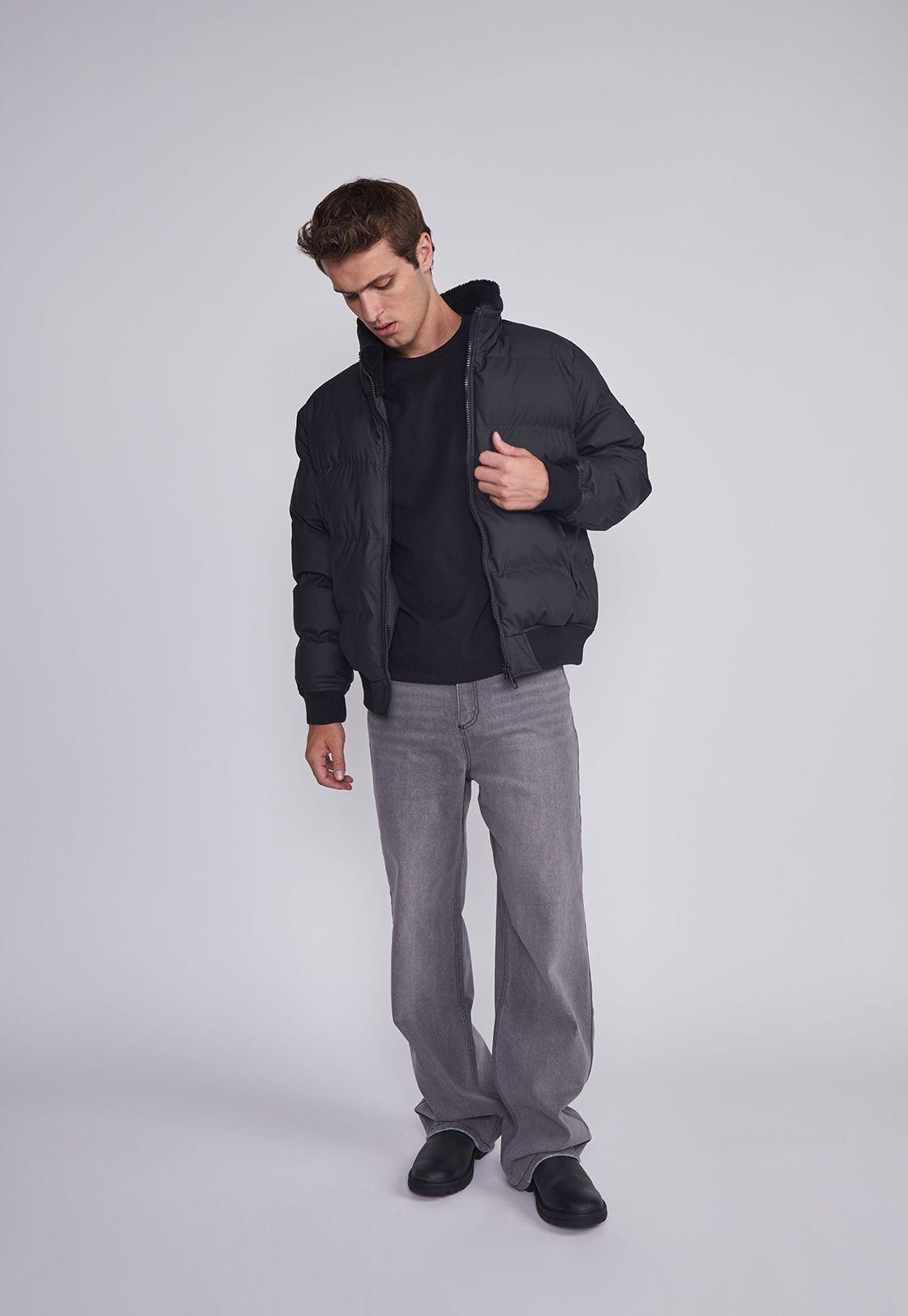 Parka Hombre Acolchada Engomada Negro Sioux-2