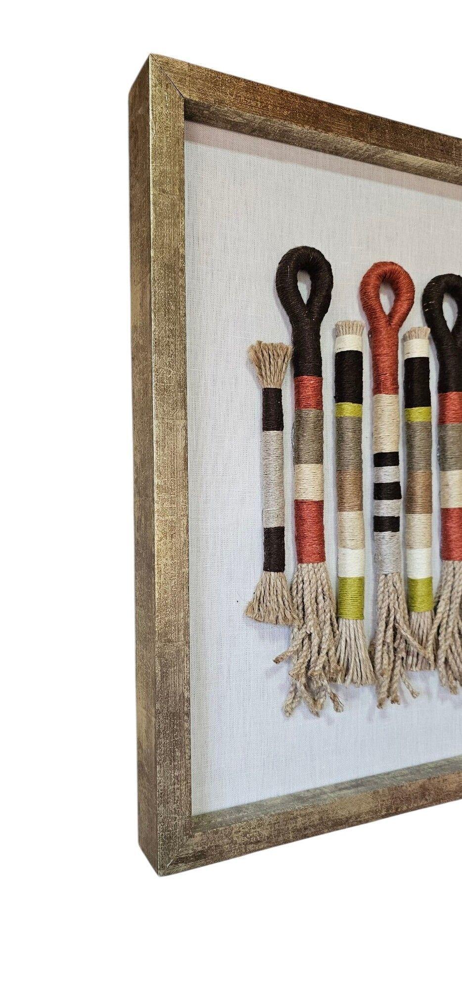 Cuadro Decoración Hecho a Mano Embarrilado Lino Yute Dorado-2