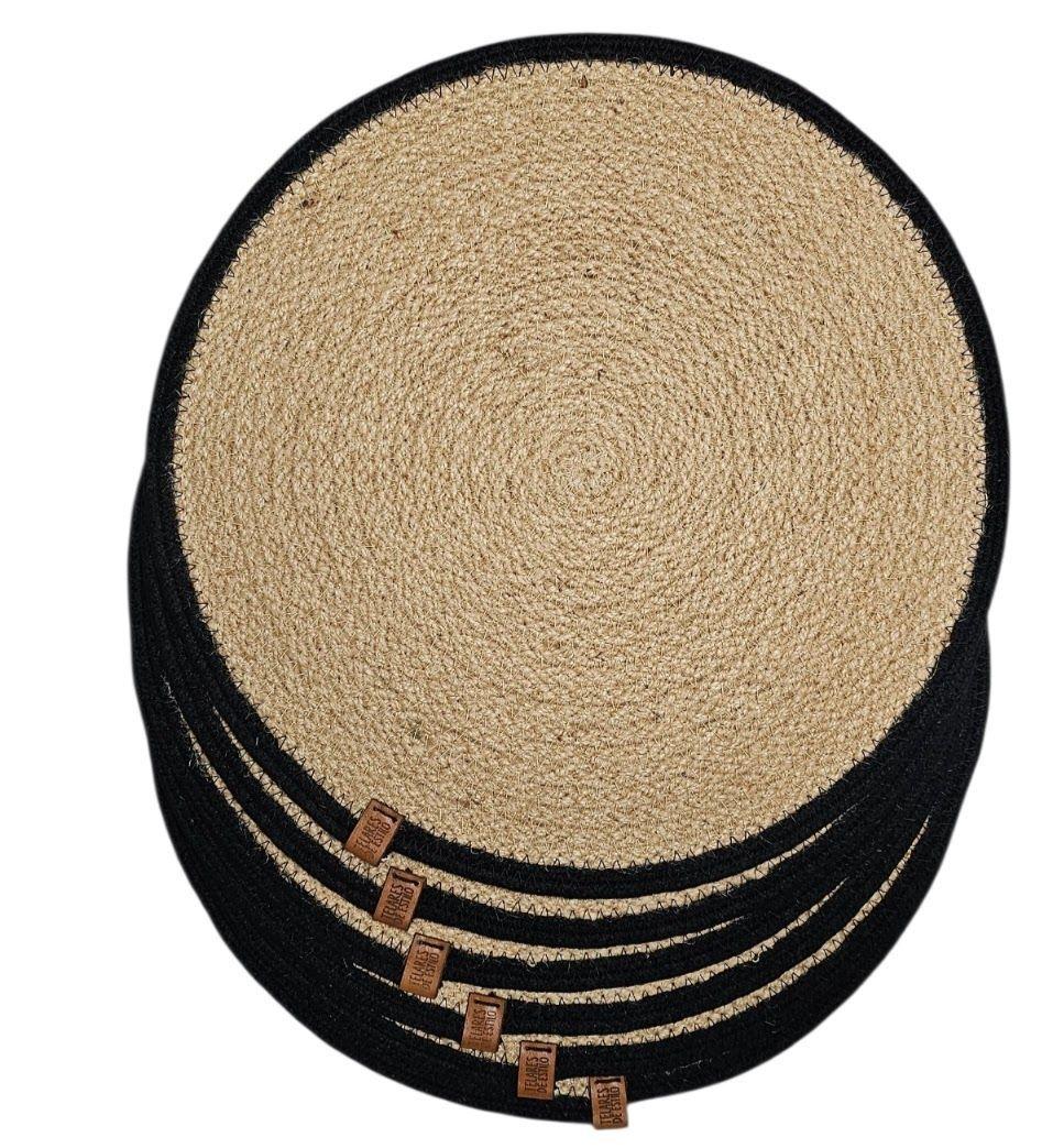 Set Individual de Mesa Yute Algod n Hecho a Mano Fibra Natural Terraza para 6 personas 33 cm-3