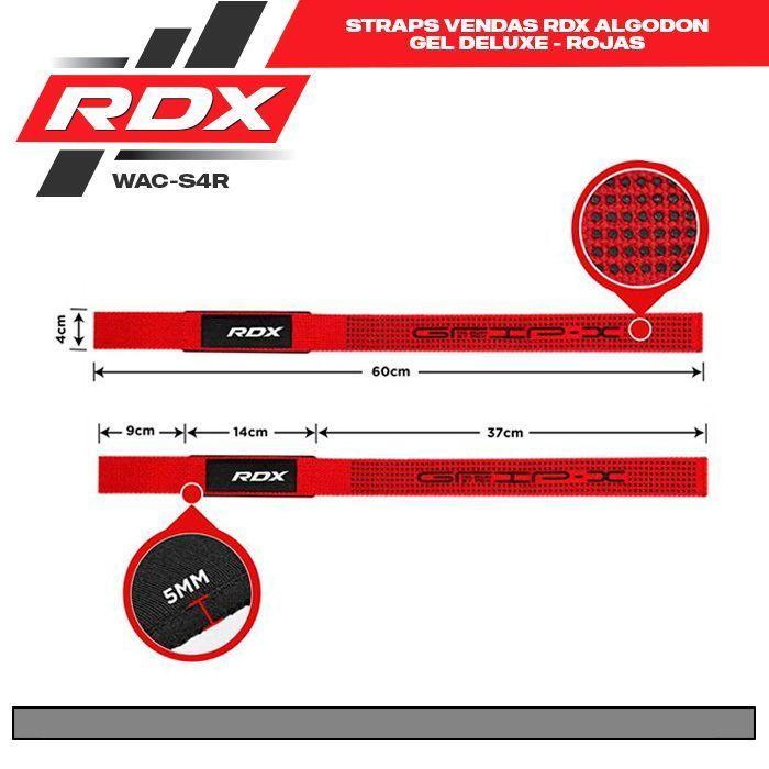 Straps Rdx Algodón Gel Deluxe - Rojas -  Wac-s4r-7