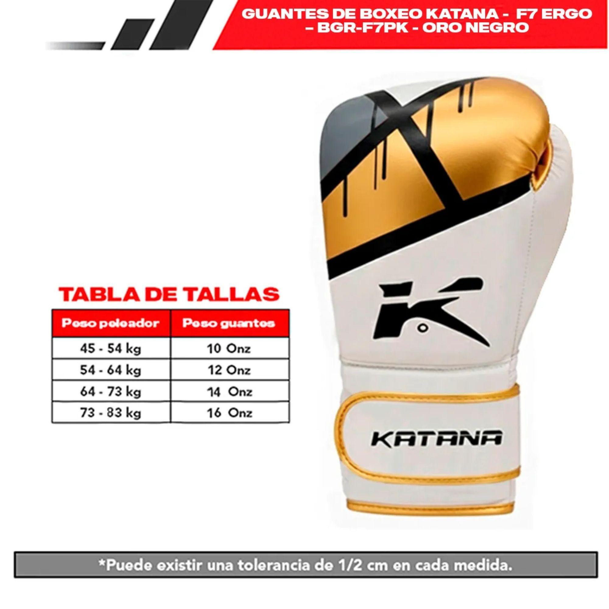 GUANTES DE BOXEO KATANA - F7 ERGO – BGR-F7PK - ORO NEGRO - 16 ONZ / 16 ONZ-7