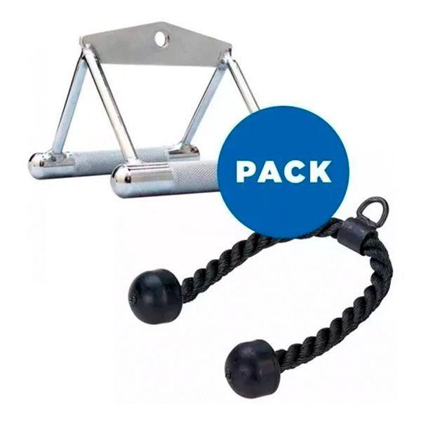 Pack Manilla Doble Cromada + Cuerda Triceps -0